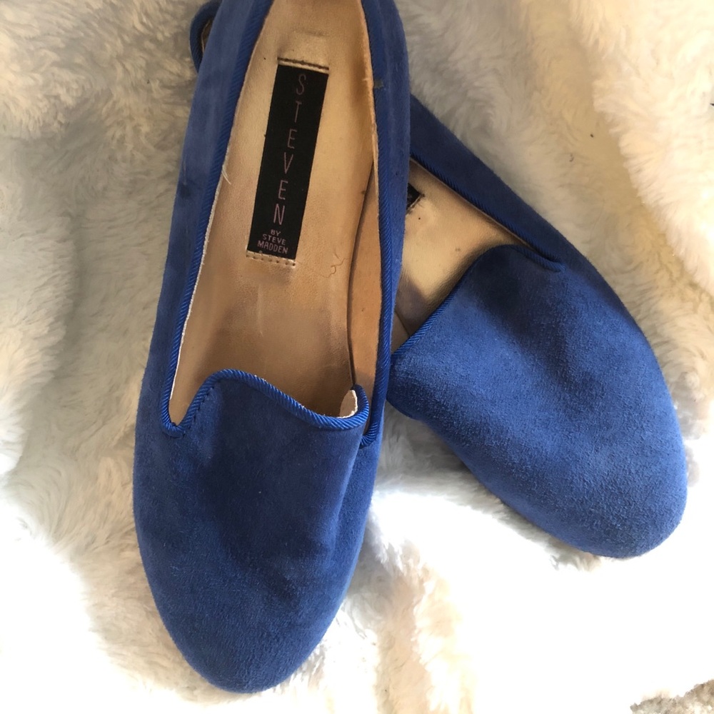 Royal blue suede flats